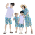 迪士尼（Disney）沙滩亲子装一家三四口父子衬衫套装2024夏度假新款洋气母女连衣裙 湖蓝 男童90(衬衫+短裤)