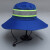 环卫工人帽夏季遮阳防晒帽物业保洁清洁工太阳帽系绳大帽檐圆盆帽 蓝色 可调节