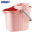 海斯迪克 HK-755 清洁拖把桶 塑料拖把桶带提手 加厚带轮拖布桶 粉红色