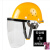 定制气割工业头带安全帽可上翻头盔式防溅保护罩护具电焊防护面罩 H65-安全帽(黄色)+支架+透明屏