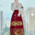 原创明制汉服女订婚敬酒服婚服红色新中式马面裙全套正版织金 白色绣花飞机袖+红色(织金)马 S