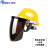 定制电焊面罩全帽式支架面屏防护冲击头戴式焊帽专用烧氩弧焊接 黄色安全帽+支架+茶屏