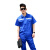 厚创 夏季短袖工作服套装劳保服环卫建筑工装 （蓝色+灰色反光条套装） 180/92A 