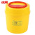 冰禹 BYlj-17 一次性安全环保利器盒 高密度聚丙烯锐器盒 医院黄色医疗垃圾桶 圆形5L 5个