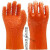 手套劳保加绒耐磨防刺防水防滑防油耐酸碱工业全浸塑专用杀鱼手套 特大号橘色颗粒止滑（XL）10双