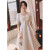 VZVY白色礼服2023年新款领证登记小礼服订婚修身短款主持人晚礼服裙女 白色七分袖款-加头纱 xsmw18535 S