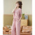 Newset/新1系女士夏季睡衣舒适透气简约短袖长裤可外穿家居服套装 皮粉色 XL