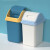 垃圾桶2022新款带盖厕所卫生间厨房卧室客厅有盖大号翻盖纸篓 [方形摇盖中号/10L]白蓝
