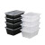 希万辉 长方形一次性餐盒塑料外卖打包盒带盖透明快餐盒 750ml黑色100套带盖