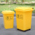 黄色垃圾桶带轮有盖用利器废物收纳箱户外环卫塑料垃圾桶箱 30L加厚桶万向轮款(医疗)