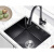 黑色纳米04不锈钢洗菜盆吧台手水槽台下盆厨房嵌入式单槽小 4*配黑色三合一抽拉净水龙头