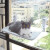 猫吊床窗户边挂窝悬挂式玻璃猫睡阳台强力吸盘式床边猫窝编织吊篮 灰色细绒布保暖款-吸盘固定 加大款30*52厘米