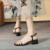 鞋柜（shoebox）达芙妮集团旗下法式高跟鞋女2024夏低跟透明珍珠水钻气质罗马凉鞋 黑色[标准码][断码特·价] 36[断码特·价]
