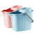 海斯迪克 gnjz-1288 清洁拖把桶 塑料拖把桶带提手 加厚带轮拖布桶挤水桶耐用简易手动拖地桶 粉红色