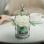 轻奢玫瑰仿真假花花艺套装卡通小熊电镀花瓶摆件客厅餐桌装饰花 流光白色瓶+绿玫瑰套装
