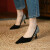 轻越细跟高跟鞋女法式复古女士单鞋新款羊皮尖头浅口时尚优雅低帮女鞋 黑色 34