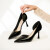 DWVIVI UR软皮裸色高跟鞋女2023年新款尖头浅口性细跟感侧空单鞋职业工作鞋 黑色(亮面6厘米) 37