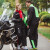 POLE-RACING摩托车电动车分体式雨衣雨裤套装 男女单人透气防水骑行雨披 AR801黑绿 XXL