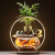 新中式禅意流水摆件玻璃鱼缸家居客厅桌面办公室喷泉灯圈创意开业礼品礼物 【持扫小僧】-送带植物