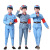 谋福 演出服志表演服 长征合唱服装 蓝色红军短袖套装 120cm 