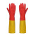 群生天然乳胶双色手套加长加厚橡胶家务防水超长耐油防污手套 红黄(群生双色(10双) L