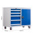 京佳乐工具柜JE2606钢制储物柜铁皮柜左五抽带脚轮蓝白套色
