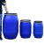 加厚铁箍桶 法兰桶酿酒桶抱箍桶耐酸碱大口圆桶废液桶泔水桶化工 蓝色30L