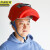 京洲实邦 面罩配白帽+2片透明2片9号镜片 可视窗不翻盖 红钢纸头戴式焊接焊工专用安全帽JZSB-9138XJ