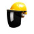 沁度定制电焊面罩配安全帽式焊工防护面具防烤脸护脸全脸焊头戴式焊帽SN3542 (深色)面罩+三筋透气(黄色)