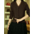语诗晴针织连衣裙秋季新款高端套装2023气质显瘦修身减龄中长款裙子 绿色 M 85-105斤