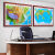 3d凹凸立体世界地图挂画2023中国地形图带框装裱办公室背景装饰画 红木色实木 3D中国地形地图