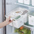 日本SP SAUCE 手提沥水保鲜盒透明冰箱收纳盒厨房水果蔬菜家用分格带盖塑料储物盒 手提沥水保鲜盒 白色(四分格)