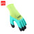 者也（ZYE）发泡手套防滑透气浸胶工作手套 加强涂指 绿黄色 24双