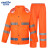 金诗洛 KSL139 环卫雨衣套装 劳保警示安全交通施工雨衣 分体兰格条橘色175/XL