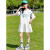 稚因倍（JUVEIN BABY）女童连衣裙夏季新款中大童时髦翻领Polo裙子卡通印花韩版中长裙 粉色 120cm