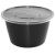 一次性餐盒圆形打包盒长方形饭盒加厚级塑料外卖盒冰粉碗带盖 450ml透明圆形（50套带盖）