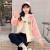 DOGHC7-15岁女童加绒加厚棒球服外套新款韩版中大童洋气女孩连帽卫衣潮 粉色冬季加绒 160