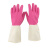 众立诚 乳胶橡胶劳保手套 防水清洁防护手套 38cm粉色S码 