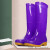 高筒加绒雨鞋雨靴防水鞋胶鞋套鞋水靴女时尚防滑中筒雨鞋 中筒紫色-鹿无绒 37