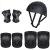护膝护肘儿童平衡车滑板车骑行护具头盔护具套装滑护具7件套 黑色 S码(1230kg)