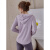 德享运动外套女速干宽松上衣开衫跑步瑜伽服长袖新款健身服秋冬 粉紫 XL