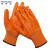 稳斯坦 WF132 PVC牛津橘砂满挂全浸胶手套 防酸碱耐油防水耐磨软胶手套 (5双)橘砂满挂
