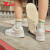 特步（XTEP）苜白2.0板鞋女2023秋季新款轻便舒适休闲鞋简约撞色滑板鞋 帆白/象牙粉 35