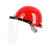 润华年定制适用烧电焊防护罩脸部头戴式安全帽面罩焊工面屏焊帽子全脸打 透明面屏+支架+红色安全帽