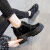 奢驰路易（SECHILOUIS）内增高小皮鞋女款2024新款春季女鞋子漆皮单鞋黑色厚底乐福鞋10cm 黑色 34