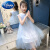 迪士尼女童连衣裙夏装2024新款儿童装小女孩夏季汉服裙子洋气大童公主裙 蓝色 150cm(150cm)