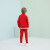 阿迪达斯儿童运动套装户外休闲夹克长裤两件套 红/白 