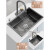 摩恩（MOEN）洗菜盆水槽大单槽品质日式304不锈钢纳米黑瀑布台下盆家用厨房的 嵌入式4540c豪华抽拉套餐 配不