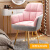 北欧网红化妆椅子家用靠背女生卧室实木美甲椅现代简约梳妆台凳子 升级乳胶科技布粉色+灰-不可转