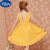 迪士尼（Disney）女童裙子2024夏装儿童无袖薄款透气连衣裙演出公主裙 黄色 150